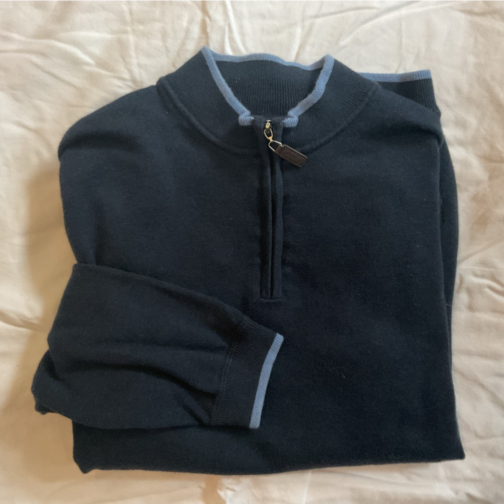 Johnnie-O Navy blue 1/4 zip cotton sweater Mens L